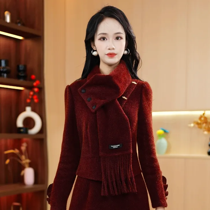 2025秋季新款精致设计感复古显瘦保暖加厚连衣裙M-4XL