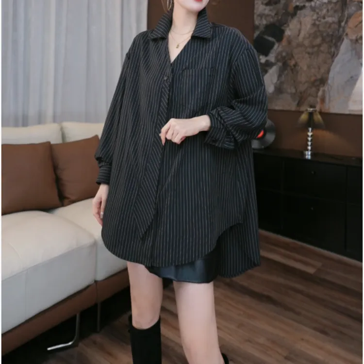 【鑫蕾】秋季新款衬衫休闲风时尚韩版条纹衬衫29096