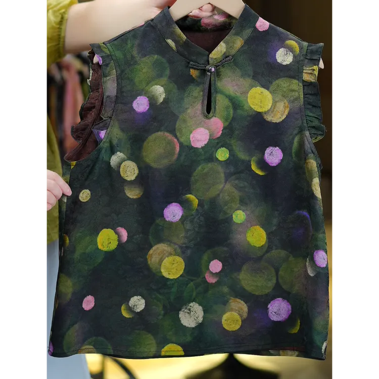 子衿《非遗美学》1392新中式国风立领盘扣时尚无袖上衣