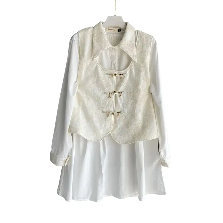 大码女装时尚马甲大衫两件套