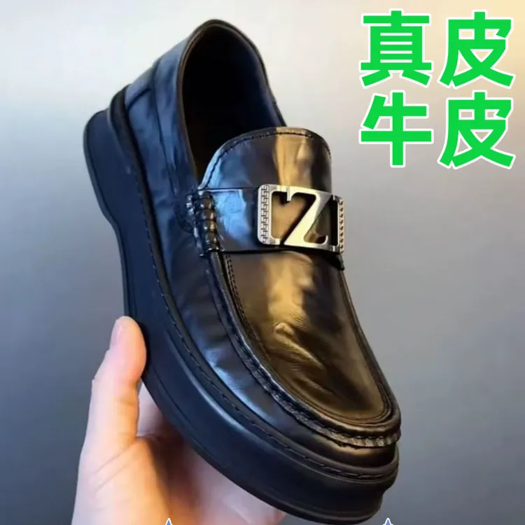 【牛皮】欧洲站秋季真皮一脚蹬厚底乐福鞋商务休闲豆豆鞋子百搭舒适