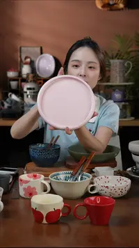 瓷片8英寸窑变粉色圆盘 微瑕 凑满20发货