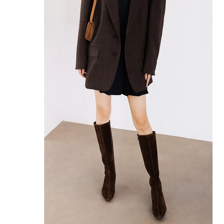 IORE理想矿石 原创冬季新款 极简包腿显瘦弹力羊皮细跟高跟及膝靴