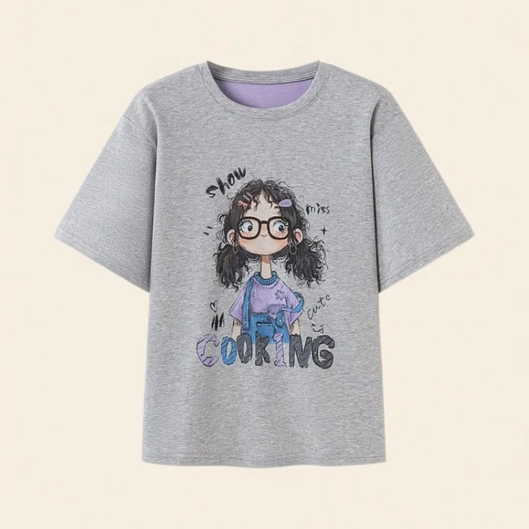 【琪瑄在美国】重工绣花珠片时尚休闲宽松眼镜女孩字母短袖T恤