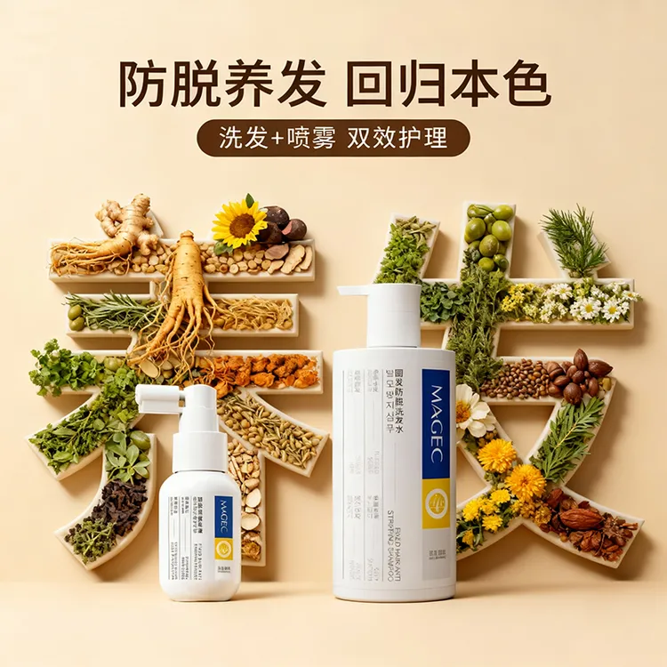 【套组】防脱洗发水+精华液 人参何首乌山茶油养发 草本护发根