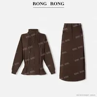 溶溶【休闲随性】RONGRONG 混纺抽绳收腰极简风休闲套装F-B8964584