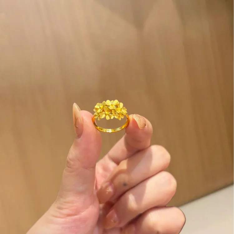 铜合金戒指 国潮繁花百花齐放大花戒指可调节绣球指环新款婚嫁