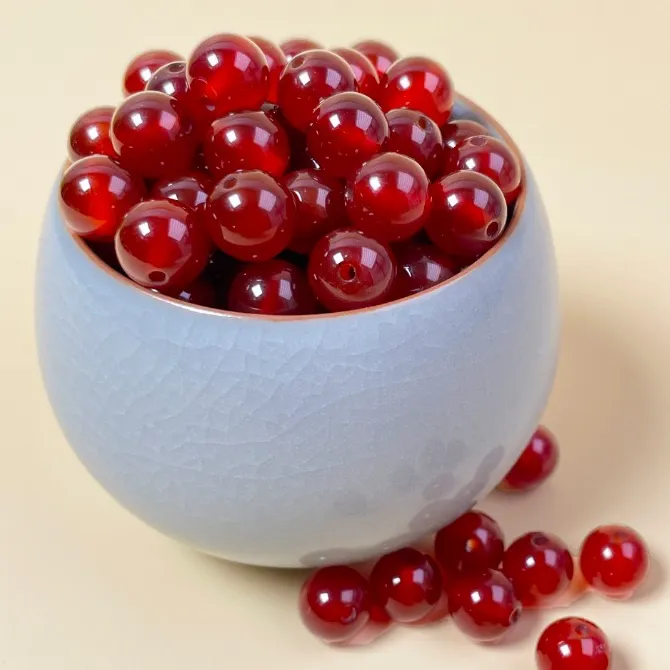 【红玛瑙珠】天然8A红玛瑙散珠 DIY串珠玛瑙手链手串半成品