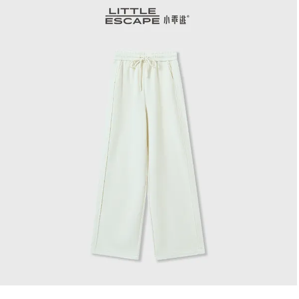 小乖逃1三色！深灰米白藏蓝松紧腰扁头腰绳直筒修身百搭款DD58812