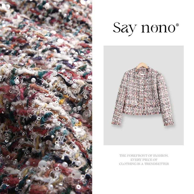 懒猫nono│Saynono 巴黎香榭 羊毛小香风混桔色圆领外套/XXWL1128