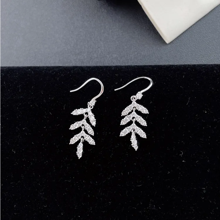 铜合金耳饰 欧比雅比新品复古树叶流苏耳环精致耳坠韩国气质耳饰