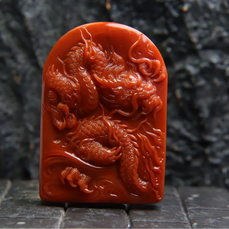 凉山南红柿子红神龙守护挂件