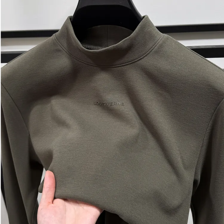 Zero Degree North高档半高领磨毛t恤男秋冬内搭炽热绒加绒打底衫