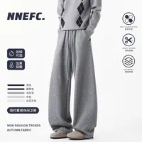 NNEFC秋冬新款加厚弯刀卫裤男女2025加绒宽松阔腿裤男生休闲裤子