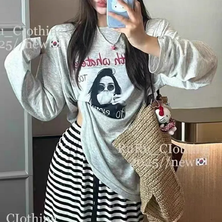 25年夏季新款莱赛尔天丝雪花棉长袖防晒衣圆领空调罩衫T恤8389