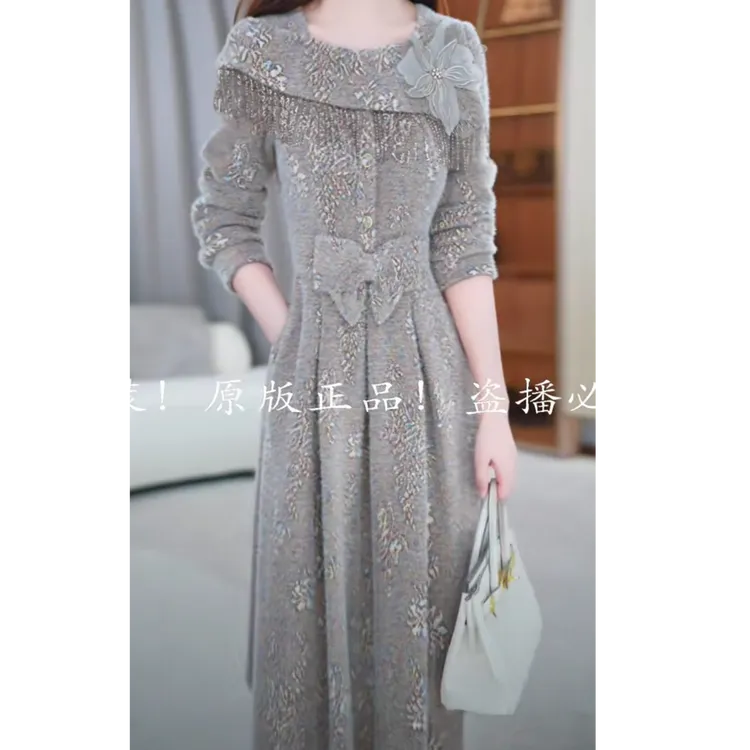 玖慕女装【连衣裙】秋冬款时尚气质修身显白洋气中长款两件连衣裙