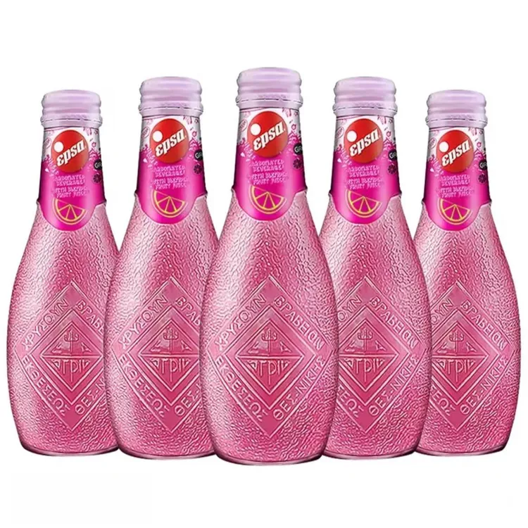 希腊进口哇尔塔复合果汁汽水232ml/玻璃瓶粉色高颜值碳酸饮料