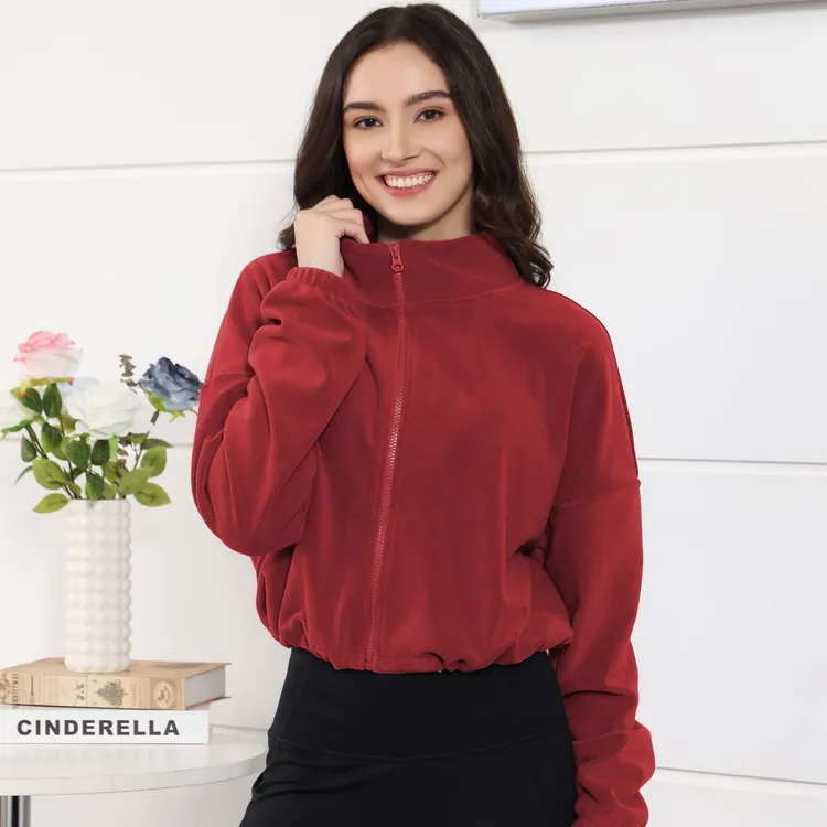 加绒立领冬季运动外套女秋冬新款保暖双面绒瑜伽服健身外套