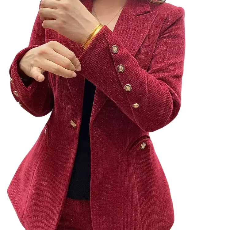 D8981-新款时尚 气质百搭 微喇裤西装组合套装