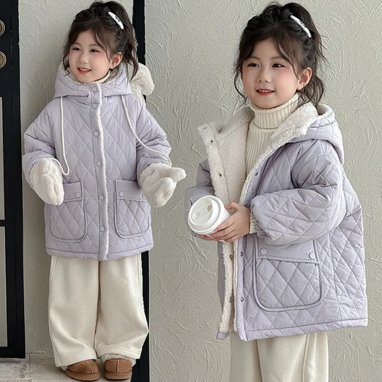 女童外套2025秋冬新款宝宝加绒加厚上衣秋季网红洋气儿童夹棉衣服