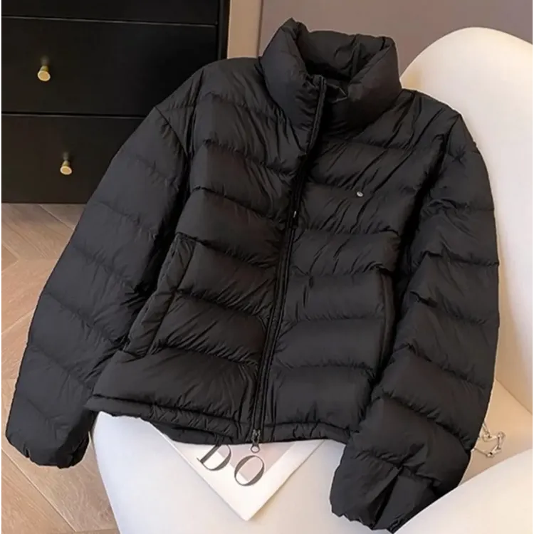 高级感立领时尚流行排骨羽绒服女2025冬季韩系保暖白鸭绒短款外套