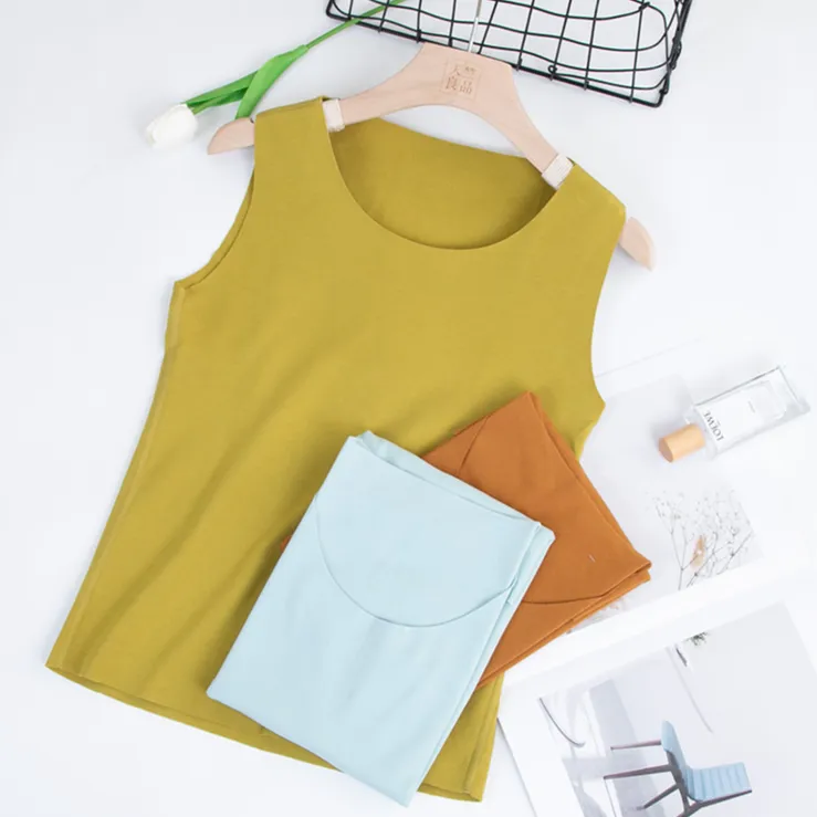 天竺良品无痕保暖德绒女士背心冬季休闲百搭无袖秋冬暖背M9819