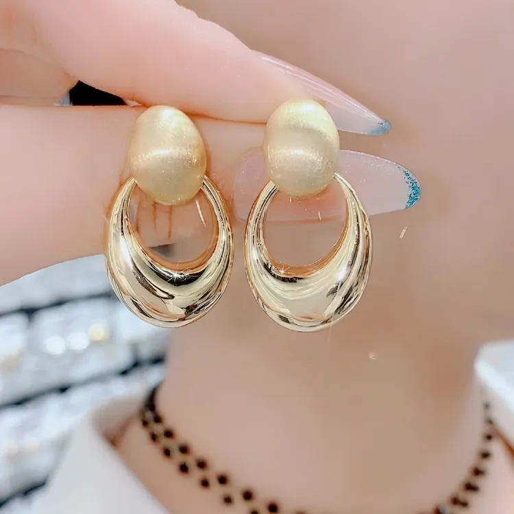 铜合金耳饰 0741时尚短款金属风水滴耳钉耳环