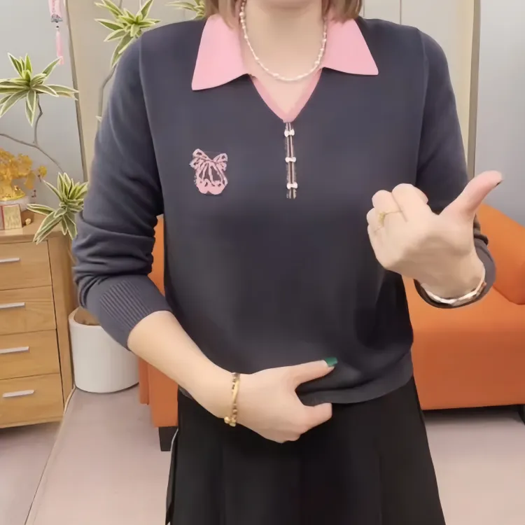 2025秋冬新款莱赛尔天丝中年妈妈装高端遮肉显瘦百搭打底针织衫女