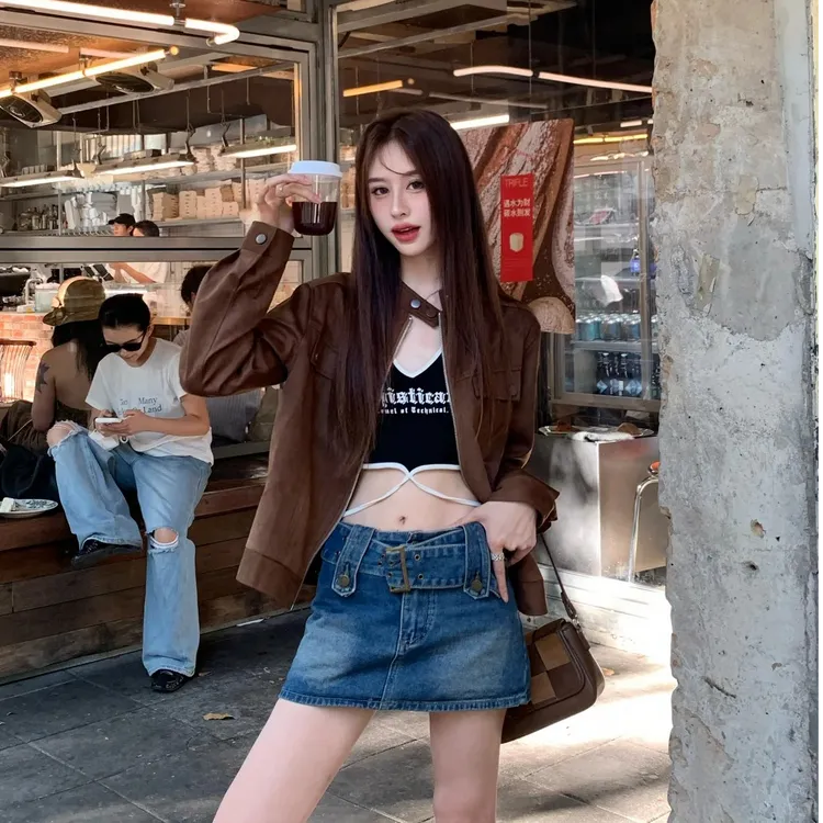 2025早秋新款时尚套装气质显瘦洋气休闲百搭性感辣妹吊带上衣外套