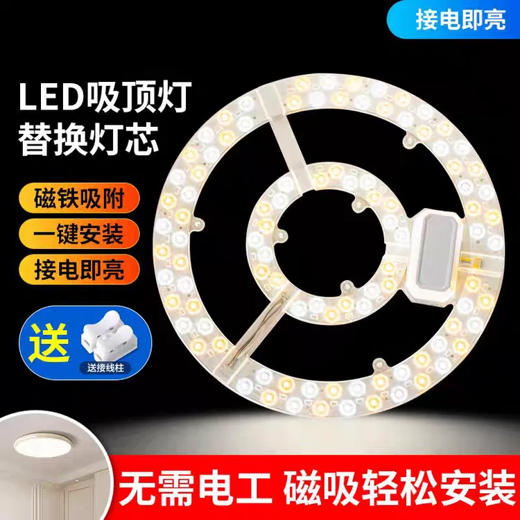 双排灯珠led吸顶灯灯芯圆形遥控替换光源磁铁灯盘环形管磁吸灯板
