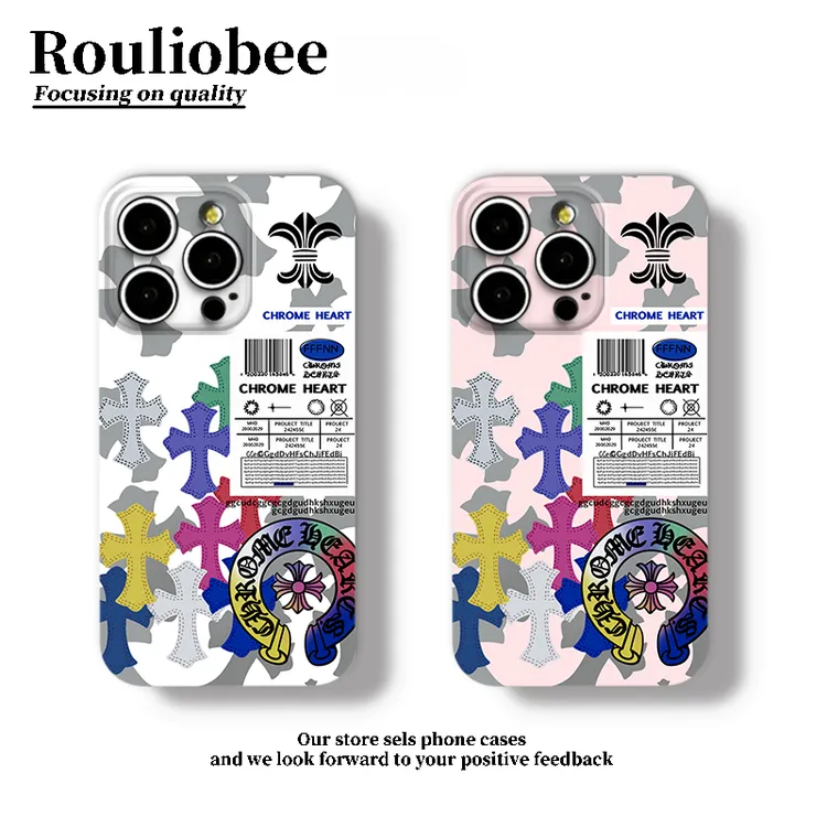 多彩色十字标签适用苹果16/17promax手机壳华为p50oppo小米14vivo