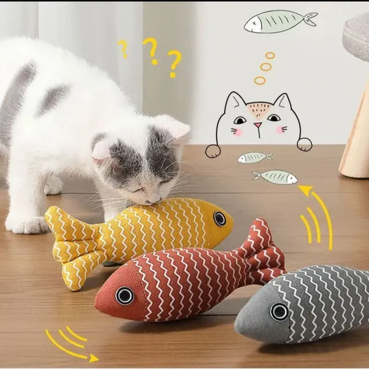 猫玩具自嗨解闷猫薄荷真鱼耐咬磨牙幼猫逗猫棒宠物用品