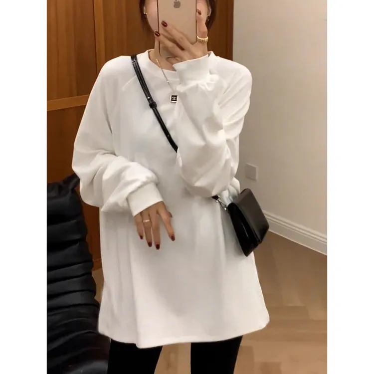 “明星打底”拉夫磨毛长款上衣