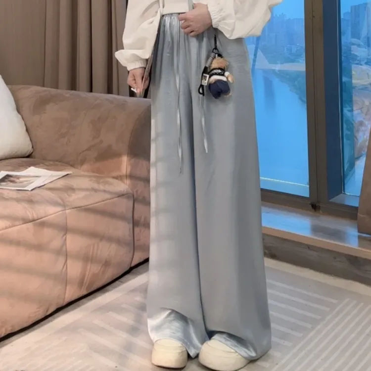 设计感纯色宽松拖地直筒裤女2925春夏新款法式薄款时尚阔腿休闲裤