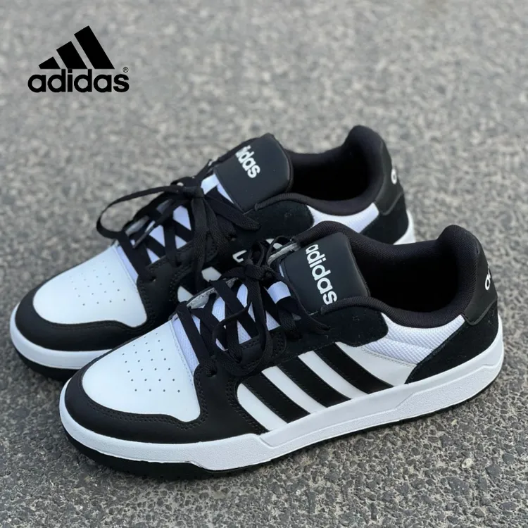 Adidas阿迪达斯官方正品春夏男女款篮球风黑白熊猫配色板鞋JI2560