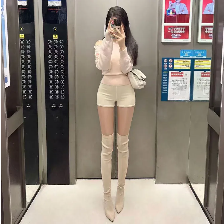 过膝高跟长靴子2025秋冬新款绒面尖头套筒弹力靴女高筒细跟长筒靴
