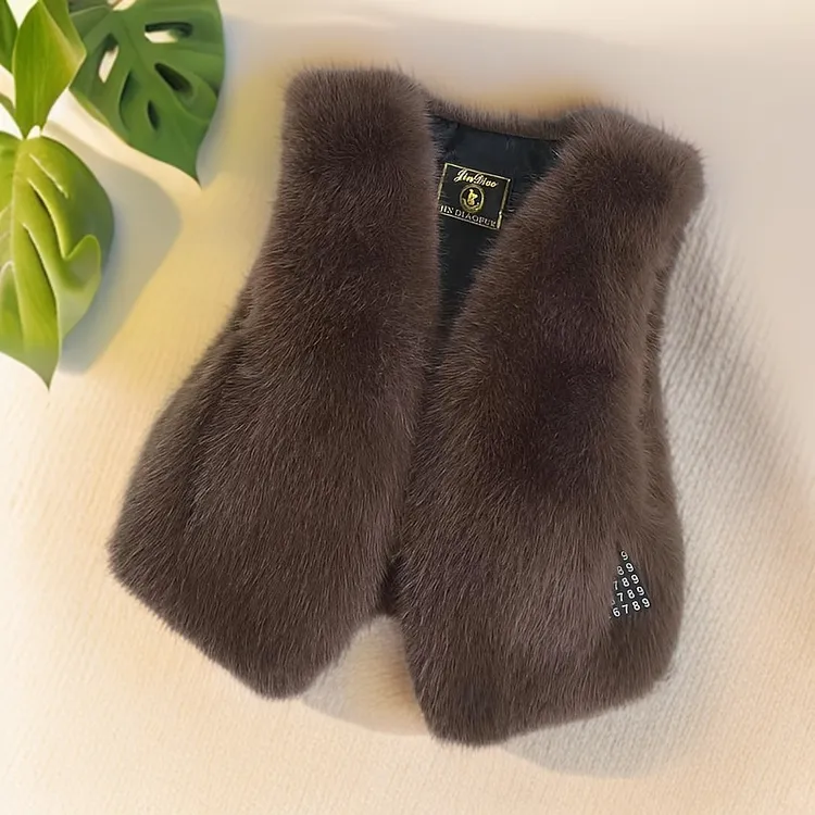 甜美小香风外穿新款仿狐狸毛短款皮草马甲爆款显瘦仿毛女款毛毛