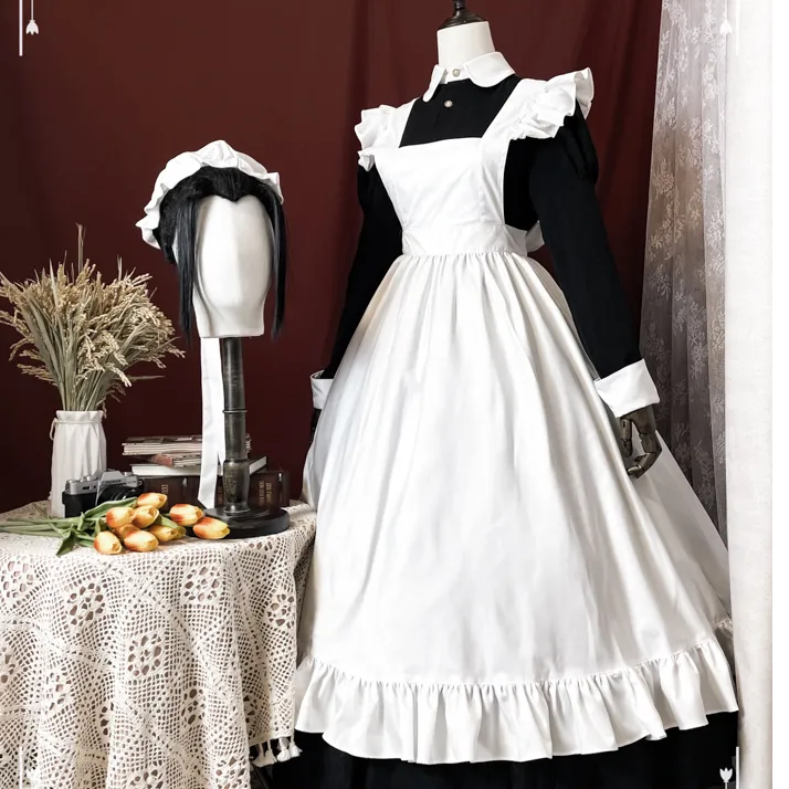 黑猫庄园【Ⅰ号款】原创设计古早风复古英式传统黑白仆装维多利亚风