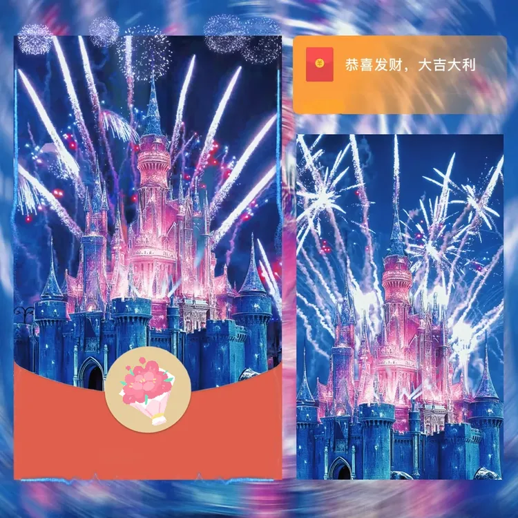 【炫酷城堡烟花】2025紅苞封面浪漫城堡烟花春节情侣告白祝福仪式感
