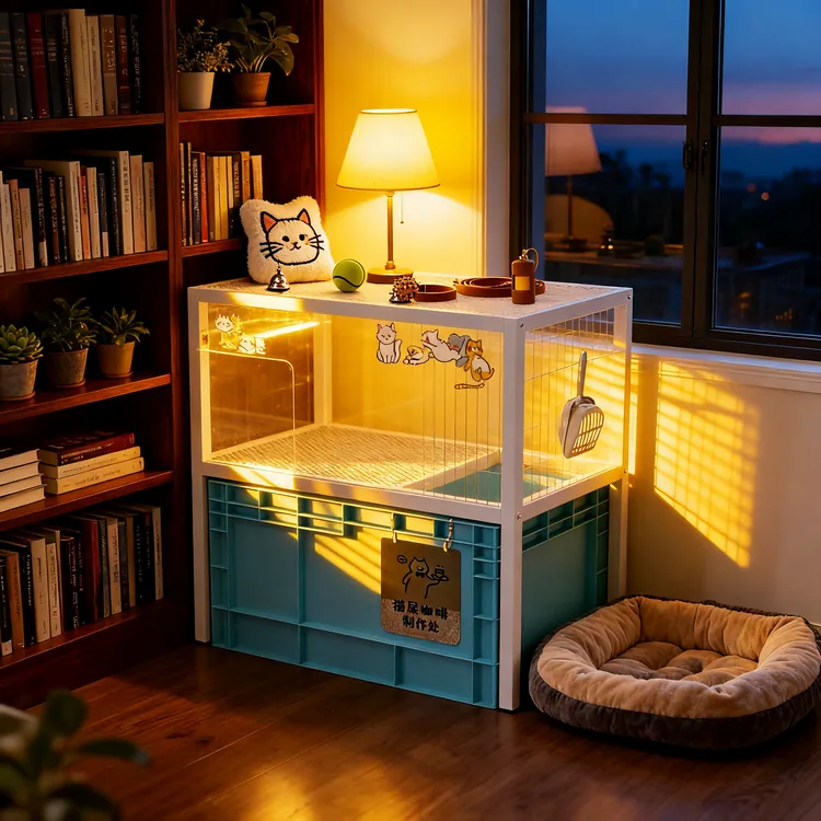 新型【柜子猫砂盆】上方置物架一体双层超大号防外溅防臭全封闭