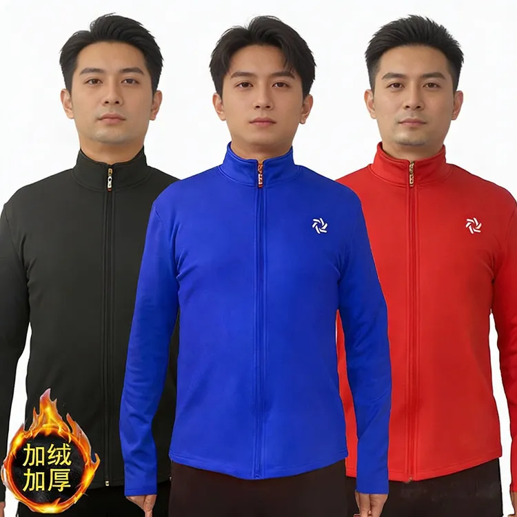 男士秋冬抓绒男款运动外套立领加绒加厚健身操服装新款长袖保暖