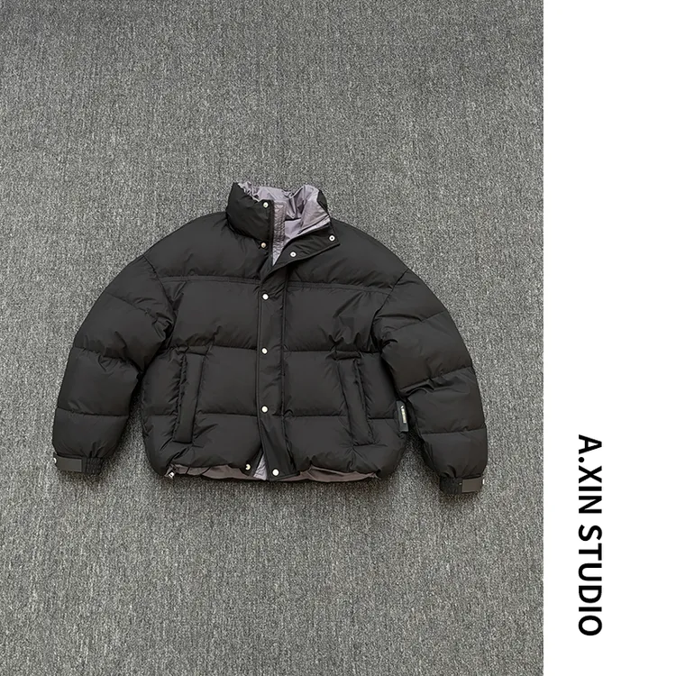 【MX立领撞色面包羽绒】冬季新款男士90白鸭绒百搭时尚加厚蓬松外套