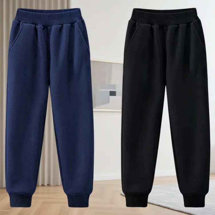 校服裤子儿童纯棉秋冬季加绒保暖男女学生运动裤校园运动会束脚裤