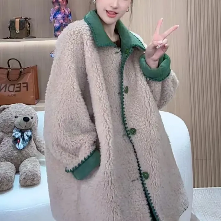 2025冬季新款潮流韩版爆款网红洋气中长款加厚毛呢外套