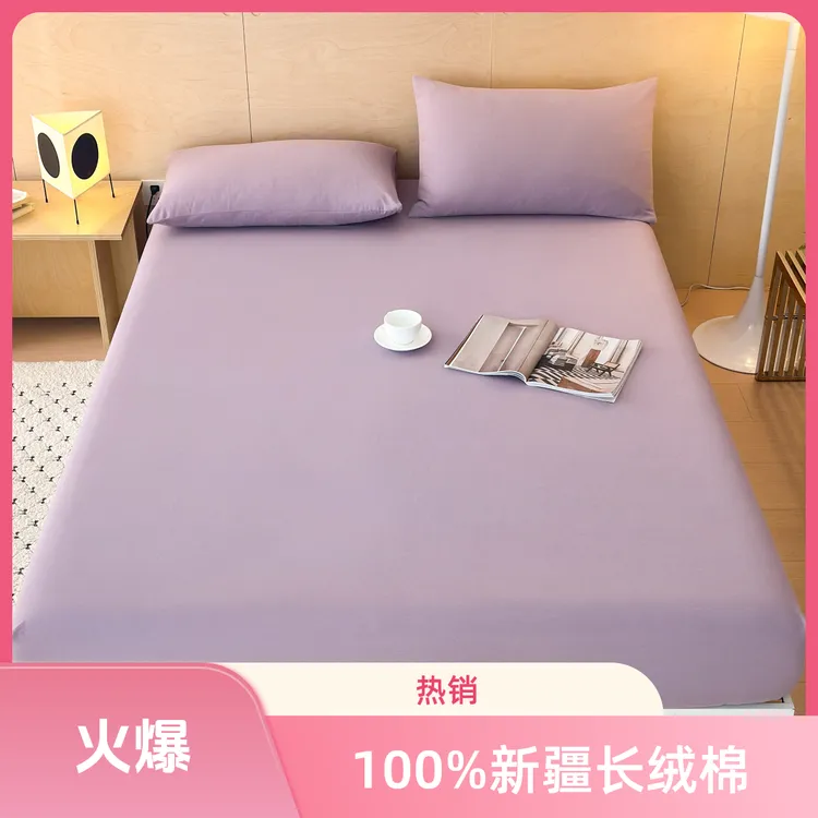 [100%新疆棉磨毛厚款]全棉纯棉纯色防尘席梦思防滑简约风床笠床罩