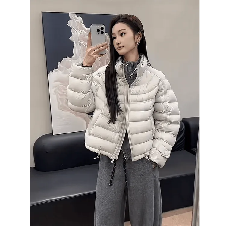泡芙云感排骨羽绒服女2025新款宽松立领超好看短款外套