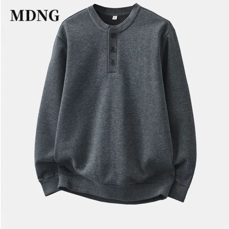 MDNG2025秋季新款时尚男士透气休闲长袖宽松圆领男装纯色百搭卫衣