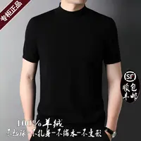鄂尔多斯市男装轻奢半高领短袖毛衣薄款羊绒衫男秋冬百搭T恤线衣