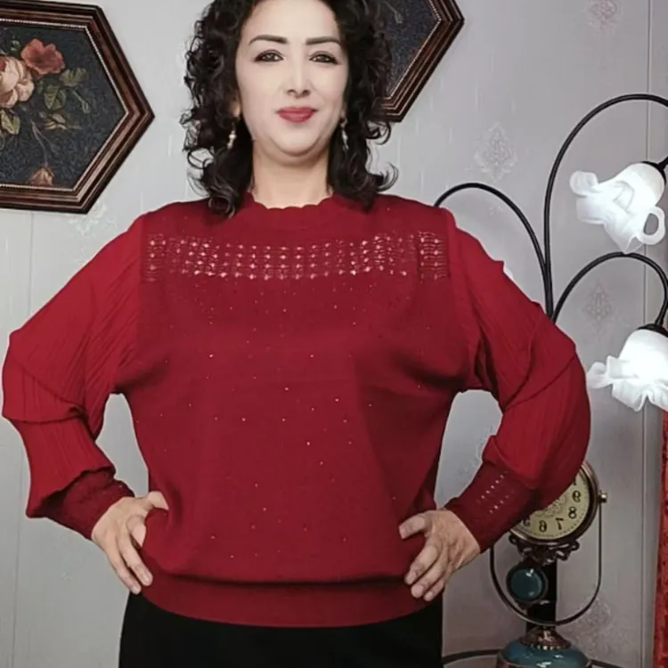 时尚冬季网红烫钻气质针织衫