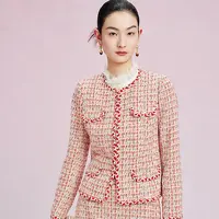 【晨粉专享价】气质高级感千金小香风花纱直筒外套女